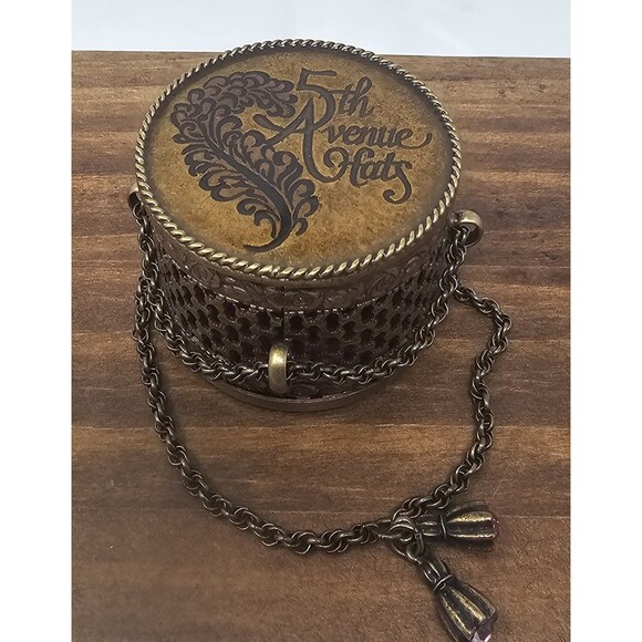 Vtg Sweet Romance USA 5th Avenue Hats Miniature Hat Box Trinket Box Hat & Stand - Picture 2 of 11